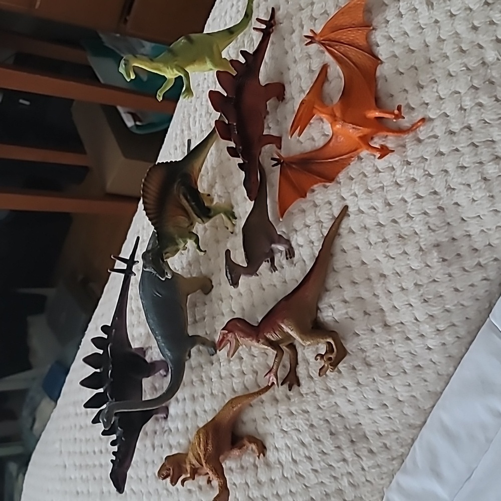 Lot Of 10 Hard PVC Medium Colourful Dinosaur Toys